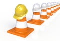 Traffic cones and hardhat. Road sign. Icon isolated on white background Royalty Free Stock Photo