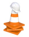 Traffic cones and hardhat. Road sign. Icon isolated on white background Royalty Free Stock Photo