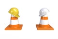 Traffic cones and hardhat. Road sign. Icon isolated on white background Royalty Free Stock Photo