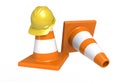 Traffic cones and hardhat. Road sign. Icon isolated on white background Royalty Free Stock Photo