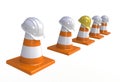 Traffic cones and hardhat. Road sign. Icon isolated on white background Royalty Free Stock Photo