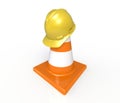 Traffic cones and hardhat. Road sign. Icon isolated Royalty Free Stock Photo