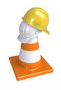 Traffic cones and hardhat. Road sign. Icon isolated on white background Royalty Free Stock Photo