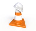 Traffic cones and hardhat. Road sign. Royalty Free Stock Photo