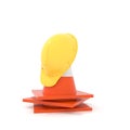 Traffic cones and helmet for build worker on white in 3D rendering