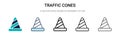 Traffic cones icon in filled, thin line, outline and stroke style. Vector illustration of two colored and black traffic cones Royalty Free Stock Photo