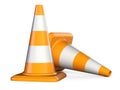 Traffic cones. Road sign isolated over white background Royalty Free Stock Photo