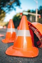 Traffic Cones on Roadside Royalty Free Stock Photo