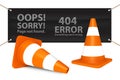 Traffic Cones And Tarpaulin - Page Not Found 404 Error - 3D Illustration