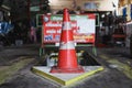 Traffic cones to prevent accidents in repair work For oil change jobs