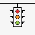 Traffic control light signal with red, yellow and green color flat icon for apps and websites Royalty Free Stock Photo