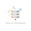 Traffic conversion marketing optimization concept white background