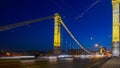 Traffic on the Crimean bridge at night, Moscow Royalty Free Stock Photo