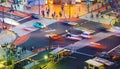 Traffic crosses an ntersection in Shibuya, Tokyo, Japan