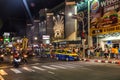 Traffic and crowd walking through the Walking Street in Pattaya, Thailand Royalty Free Stock Photo