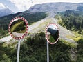 The traffic curve mirror, Traffic mirror safety Royalty Free Stock Photo