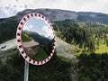 The traffic curve mirror, Traffic mirror safety Royalty Free Stock Photo