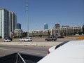 I35 Street view of dallas Texas skyline Royalty Free Stock Photo