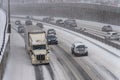 Traffic On Decarie Highway During Snow Storm