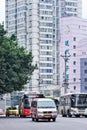Traffic in a dense city center, Chongqing, China