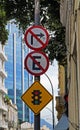 Traffic direction signs, downtown Rio de Janeiro Royalty Free Stock Photo