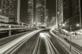 Traffic in downtown district of Hong Kong city at night Royalty Free Stock Photo