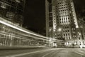 Traffic in downtown district of Hong Kong city at night Royalty Free Stock Photo