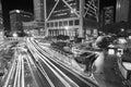 Traffic in downtown district of Hong Kong city at night Royalty Free Stock Photo