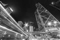 Traffic in downtown district of Hong Kong city at night Royalty Free Stock Photo