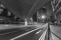 Traffic in downtown district of Hong Kong city at night Royalty Free Stock Photo