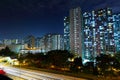 Traffic downtown at night Royalty Free Stock Photo