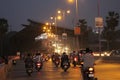 The traffic in dusk time of vadodara with heavy traffic