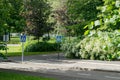 Traffic educational experience - practice park for children. Mini car road, traffic sign and traffic light