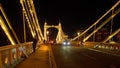 Traffic on famous Albert Bridge in London - LONDON, ENGLAND - DECEMBER 10, 2019 Royalty Free Stock Photo