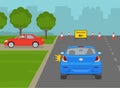Traffic flow making a left turn at \