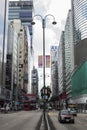 Traffic is fluid on Nathan Road in Kowloon, Hong Kong. Royalty Free Stock Photo