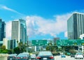 Traffic in 110 freeway in Los Angeles Royalty Free Stock Photo
