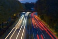 Traffic on a freeway at night in a long exposure Royalty Free Stock Photo