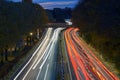 Traffic on a freeway at night in a long exposure Royalty Free Stock Photo