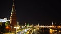 The traffic in front of the Kremlin walls in the evening. September 12, 2016. Moscow. Russia