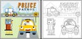 Vector cartoon of traffic with funny vehicles