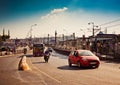 Traffic on Galata Bridge on August 24, 2013 in Istanbul, Turkey.