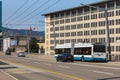 Traffic on Hardbrucke road bridge in Zurich, Switzerland