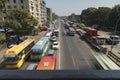 Traffic of heavy trucks, Yangon city, Myanmar