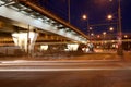 Traffic on the highway of big city (at night), Moscow, Russia Royalty Free Stock Photo