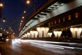 Traffic on the highway of big city (at night), Moscow, Russia Royalty Free Stock Photo