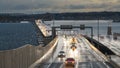 Traffic on the highway 520 bridge between Seattle and the Eastside suburbs in the rain