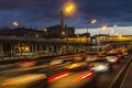 Traffic on highway in dusk, Royalty Free Stock Photo