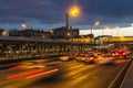 Traffic on highway in dusk, Royalty Free Stock Photo