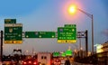 Traffic on highway 95 in Miami at sunset Royalty Free Stock Photo